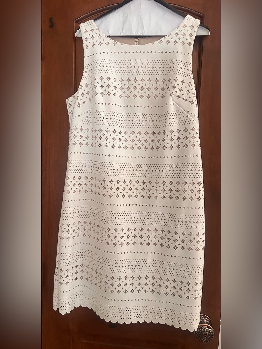 Johnston & Murphy Cream and Tan Cutout Patterned Dress
